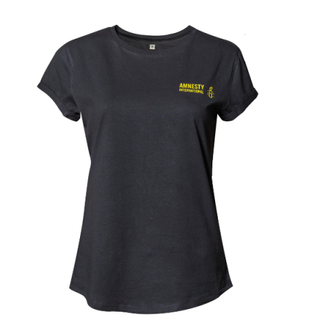Dames T-shirt Amnesty-logo - zwart 