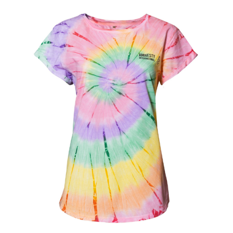 Dames T-shirt Amnesty-logo - tie dye