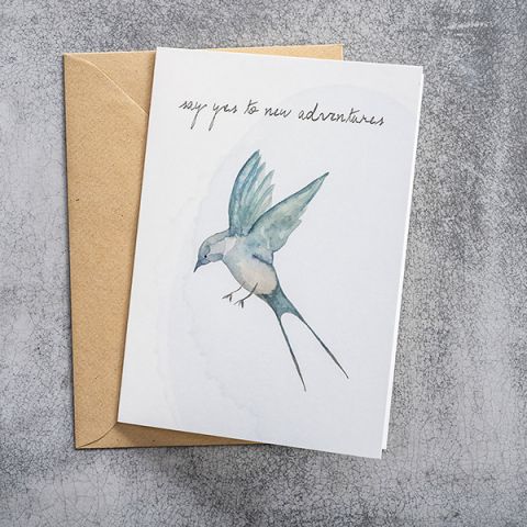 Wenskaart 'Say yes to new adventures'
