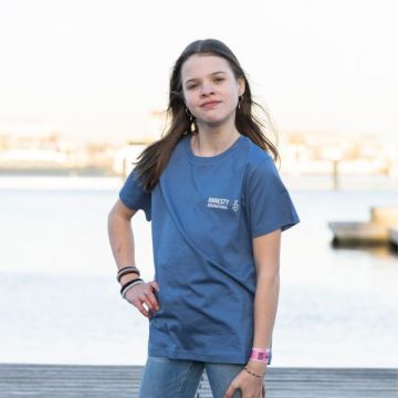 Kinder T-shirt Amnesty-logo - denim-blauw 