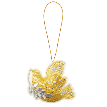 Kersthanger vredesduif goud