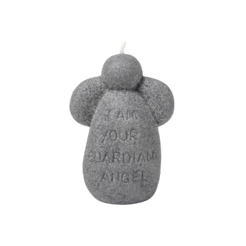 Beschermengel kaars grijs kristal