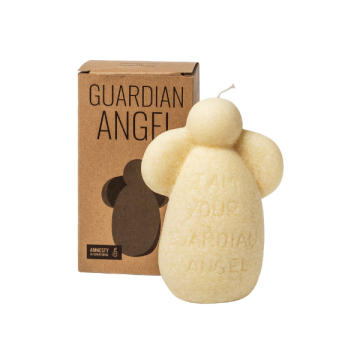 Beschermengel kaars ivoor kristal