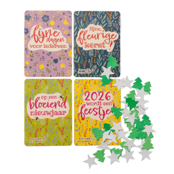 Kerstconfetti kaartenset