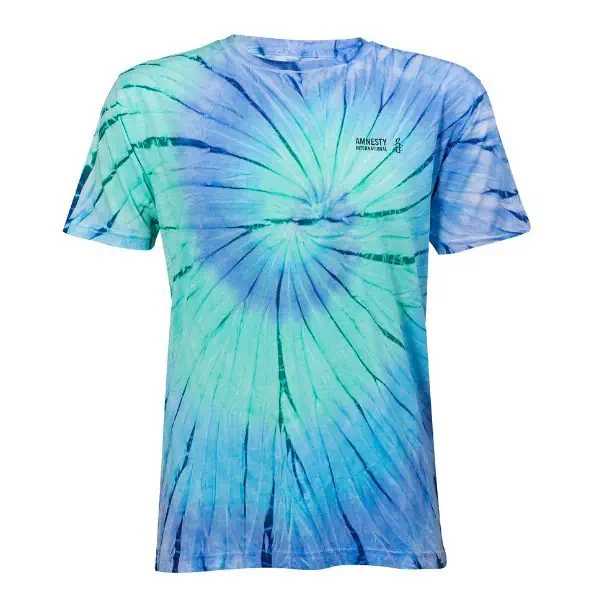 Amnesty classic logo T shirt Tie Dye Blue Green